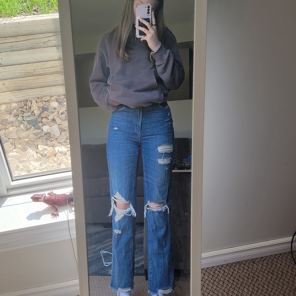 Garage Blue Distressed Flare Jeans